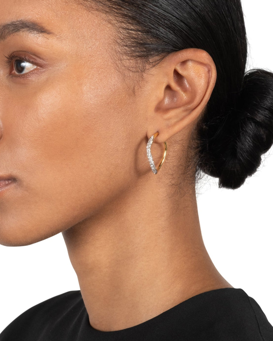 Gold Two Tone Pave Hoop Earring