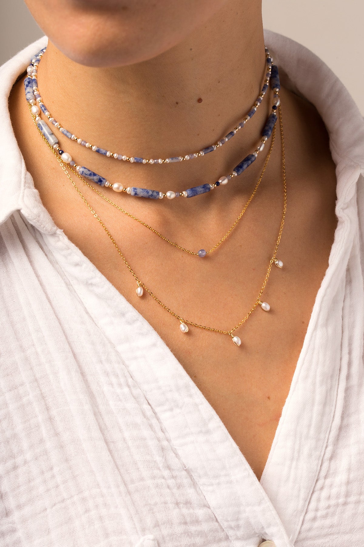 Necklace Baroque - Gold & Blue