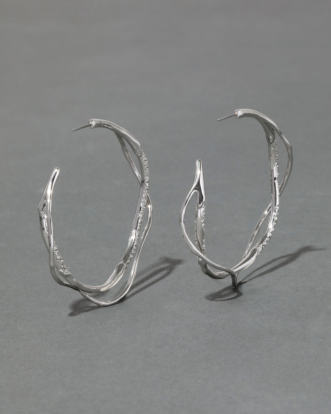 Intertwined Silver Pave Hoop Earring