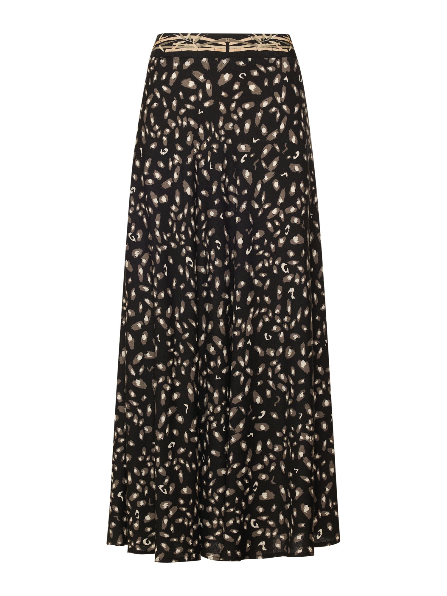 ABF-A0105 BROWN EMBROIDERED WOOL SILK SKIRT