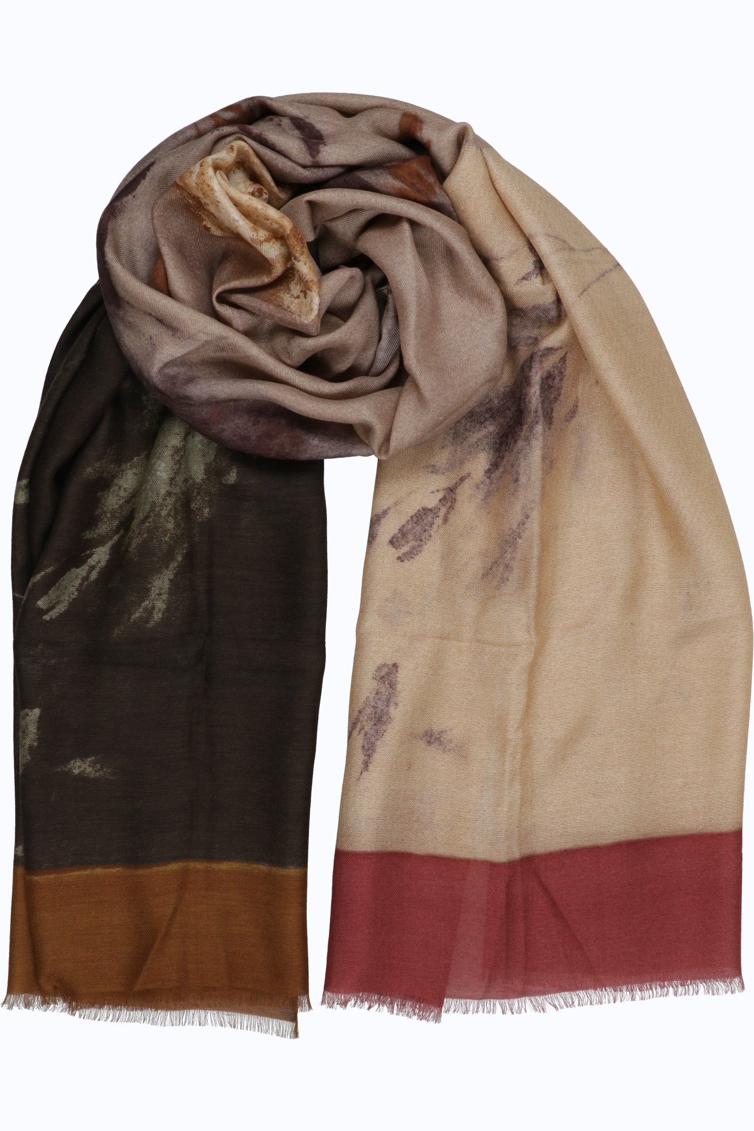Printed Twill Stole in Modal & Wool — Painterly Florals