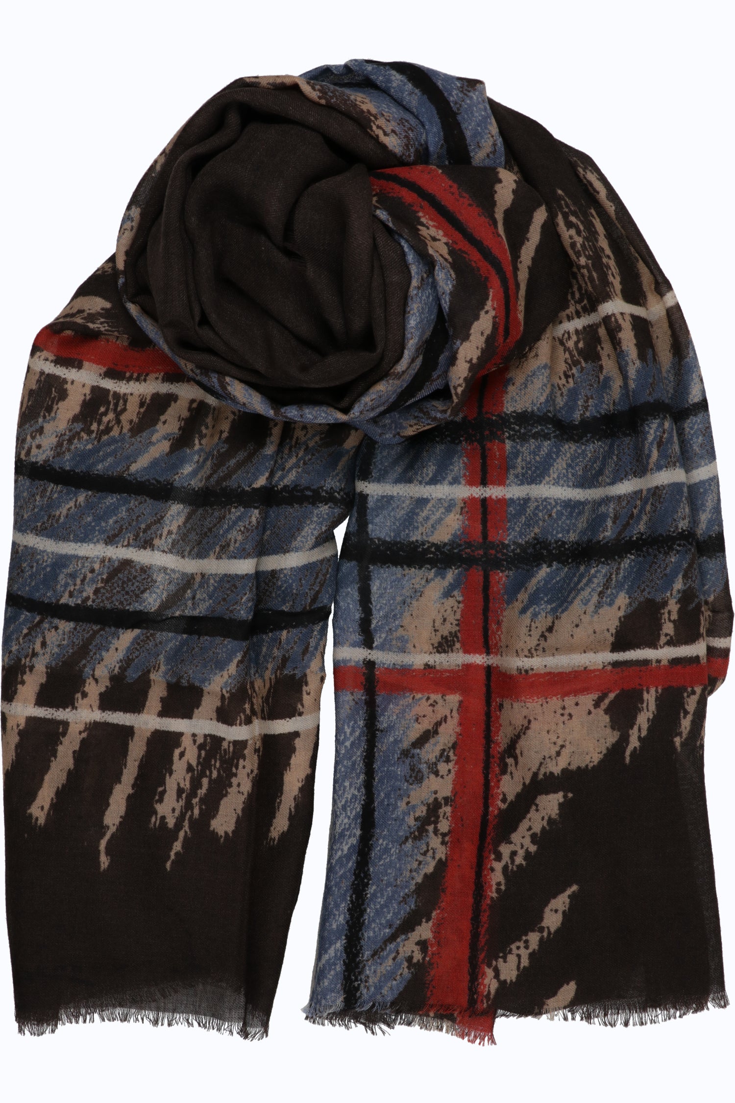 Plaid Wool-Silk Scarf