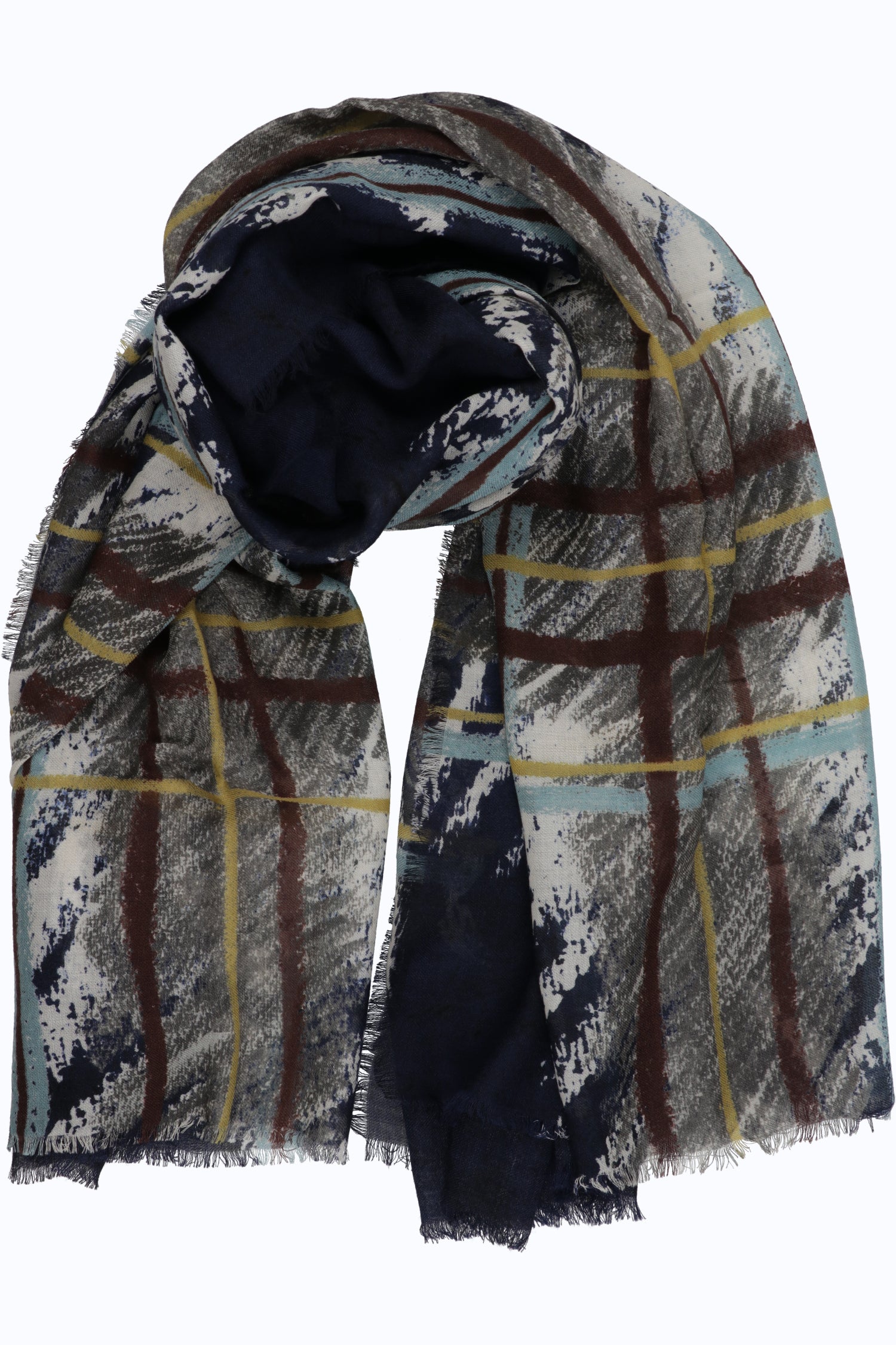 Plaid Wool-Silk Scarf