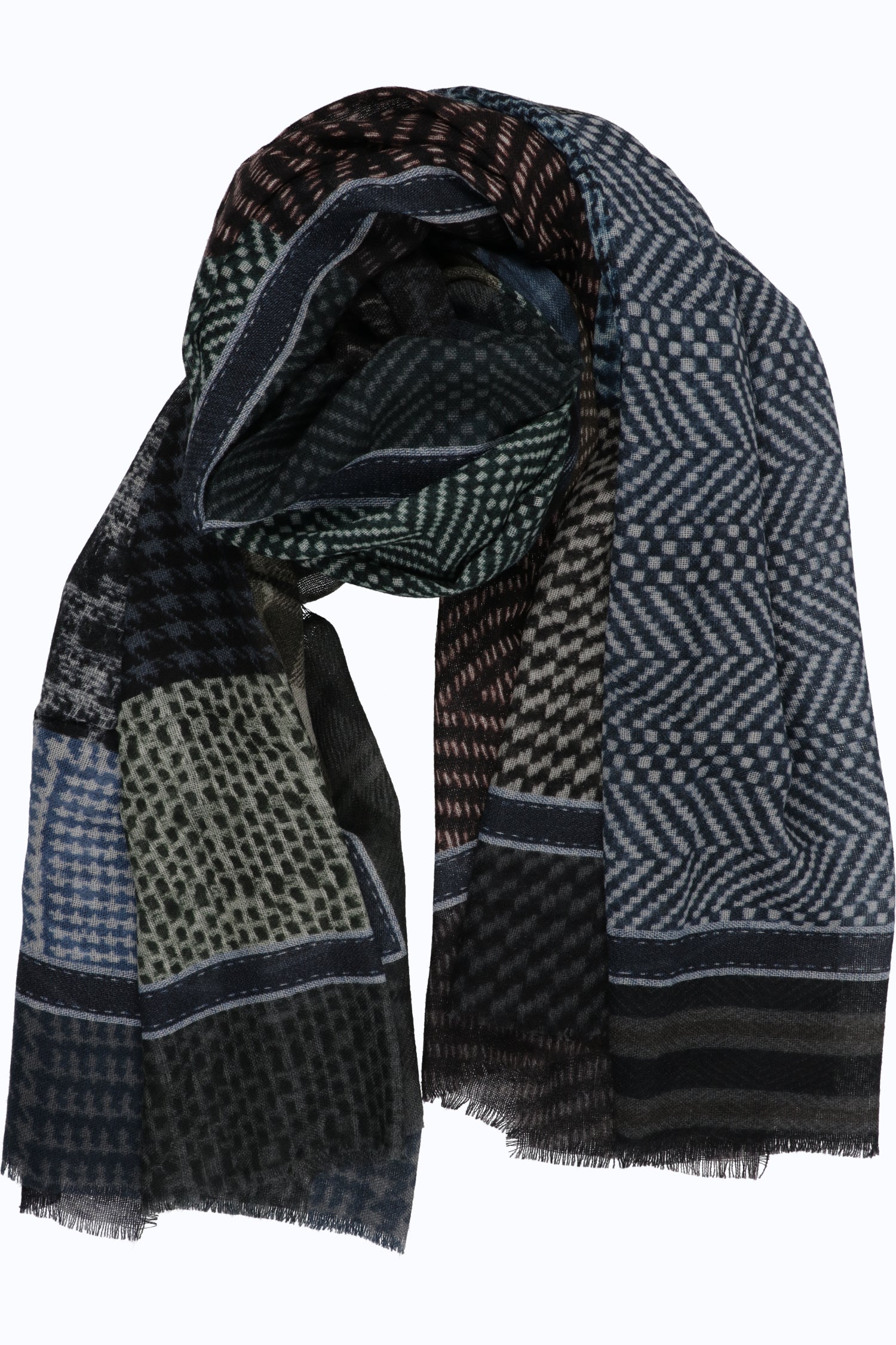 Wool Patchwork Printed Scarf – 100% Wool