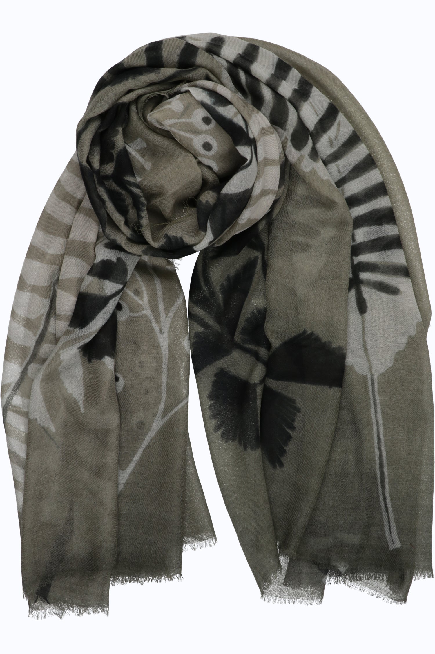 Leaf Motif Wool Stole