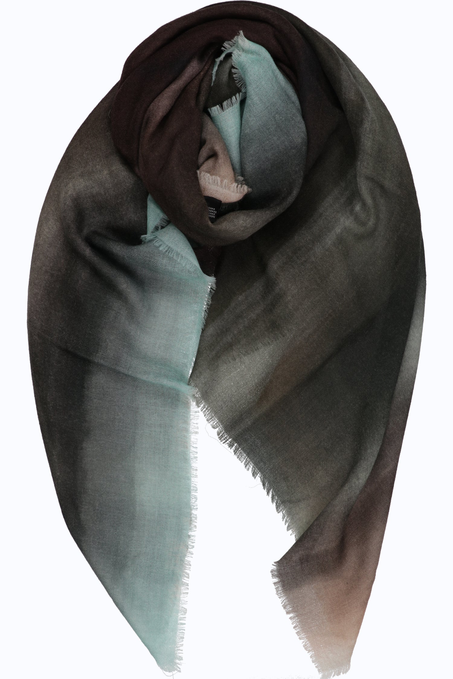 Printed Cashmere Shawl with Fringes — 135x135 cm