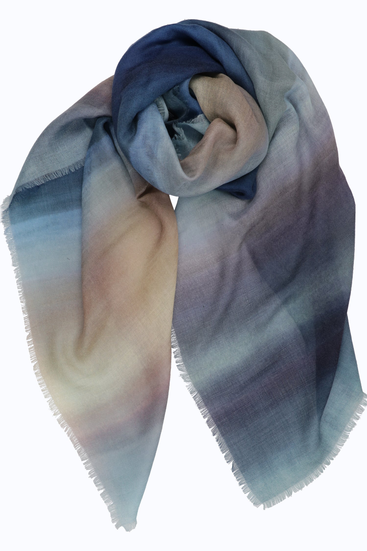 Printed Cashmere Shawl with Fringes — 135x135 cm