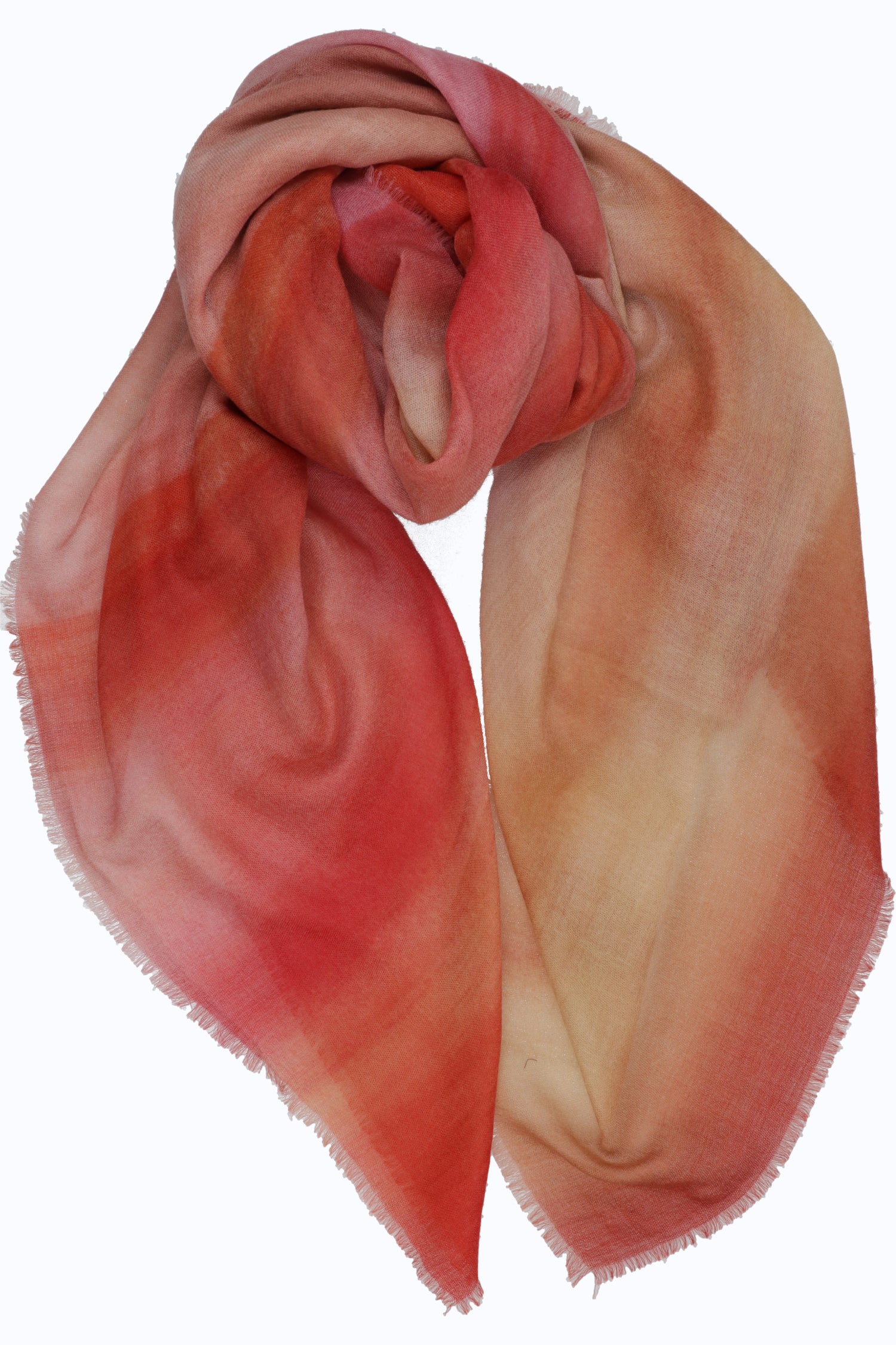 Printed Cashmere Shawl with Fringes — 135x135 cm