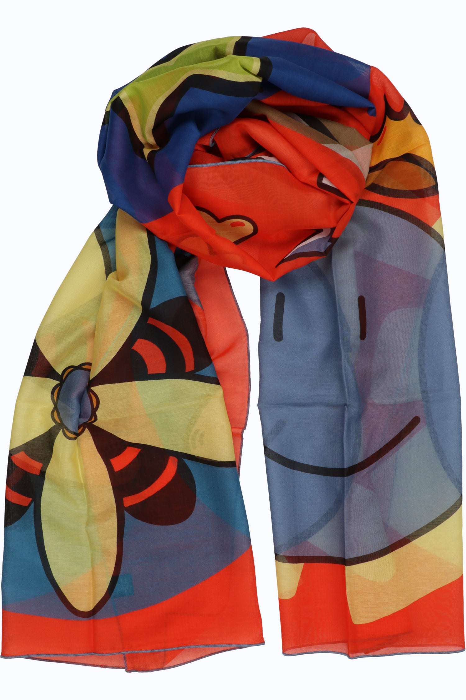 Cotton, Silk printed Scarf - 65 x 200