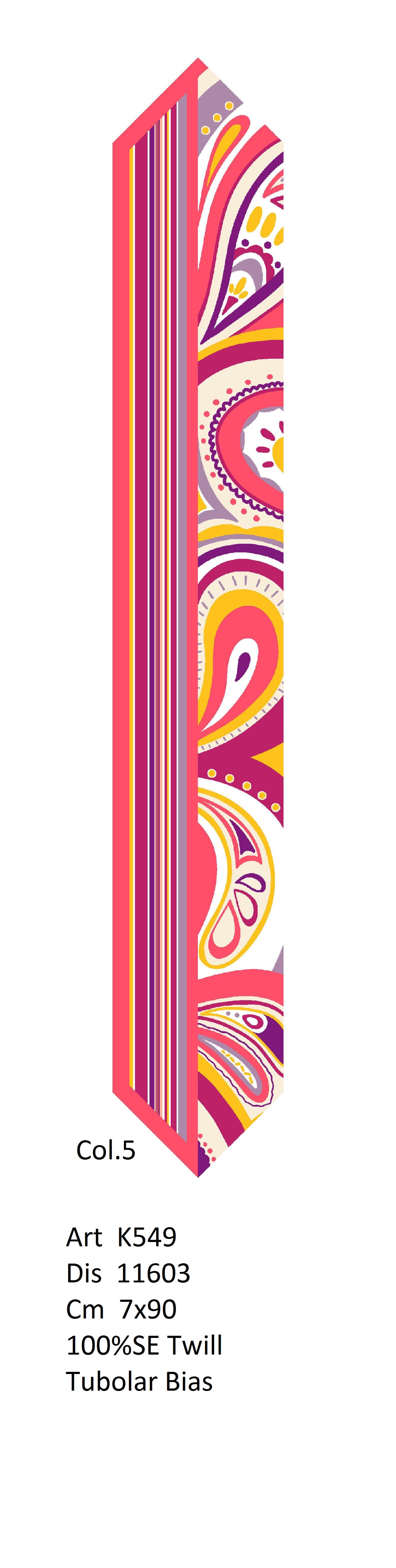 Silk Twill Printed Tubular Scarf - 7 x 90