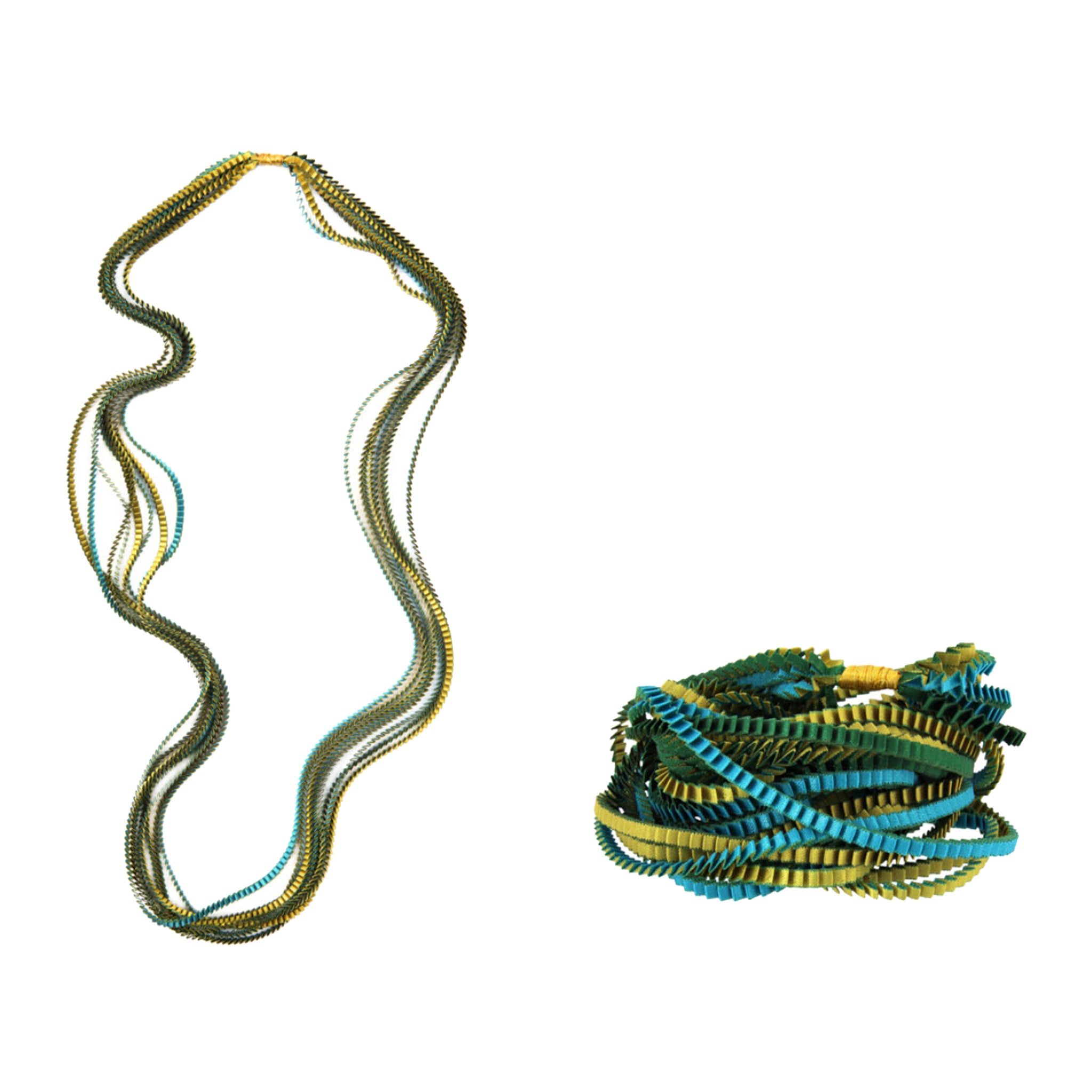 "Essilp" Necklace - Gold, Green, Turquoise