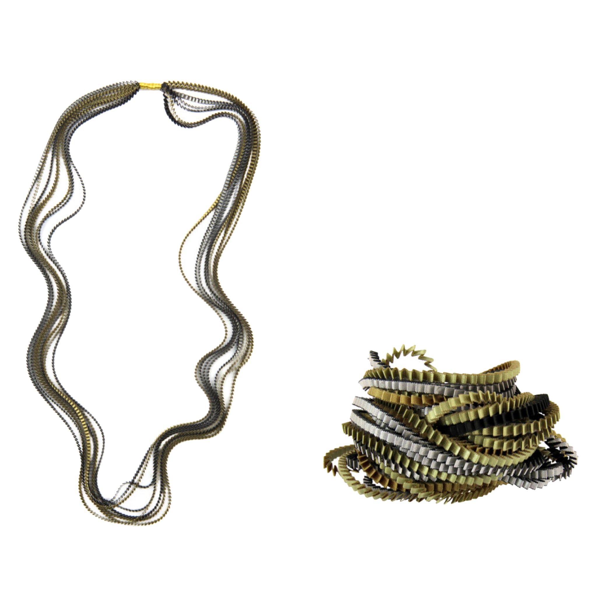 "Essilp" Necklace - Black, Khaki, Olive, Silver