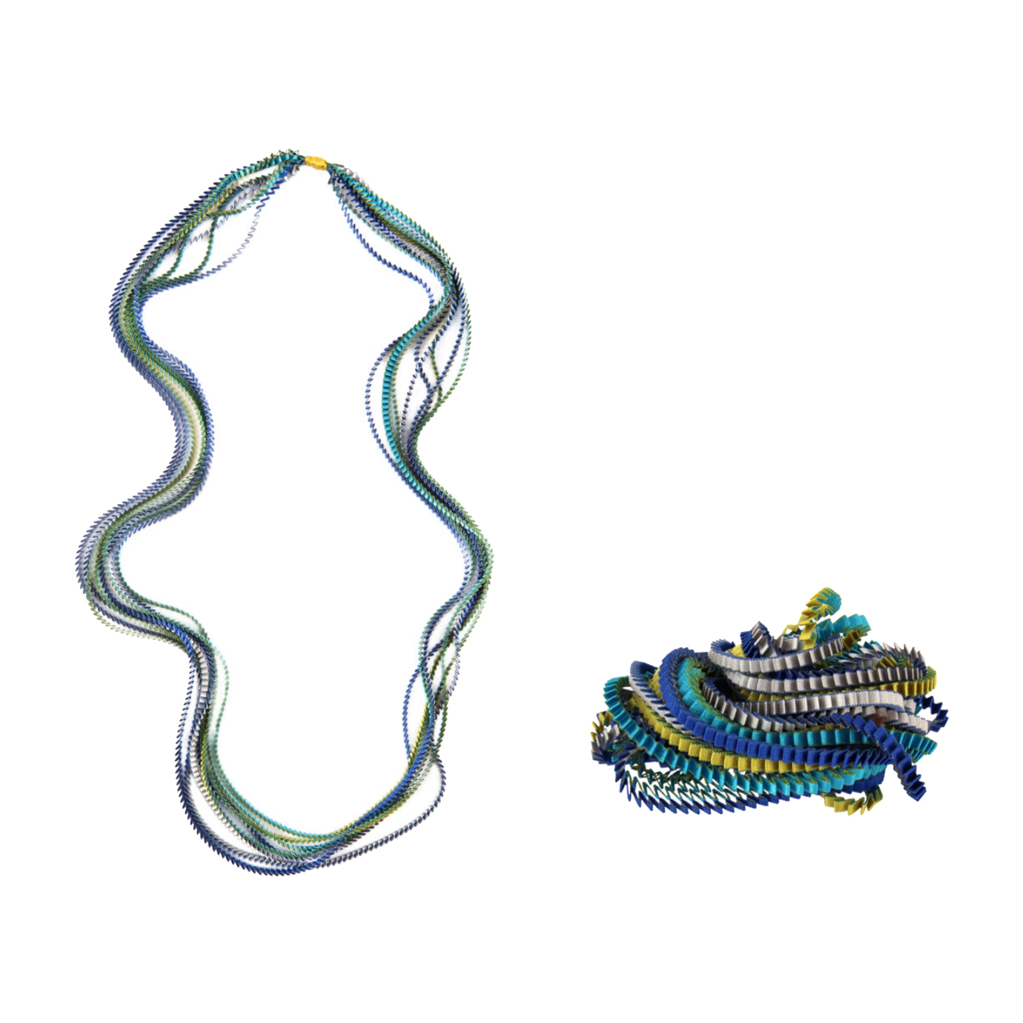 "Essilp" Necklace. - Gold, Royal Blue, Silver, Turquoise