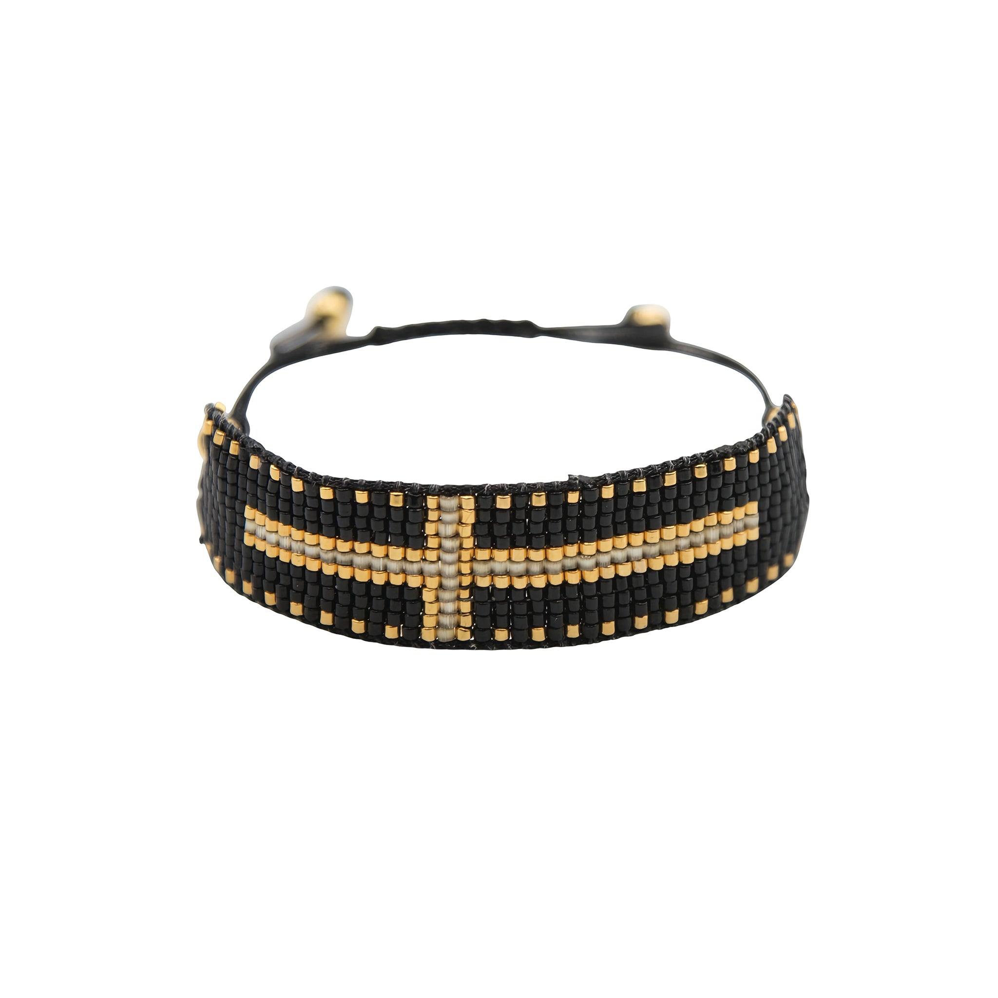 Loom Bracelet 11series Black With Black Cross