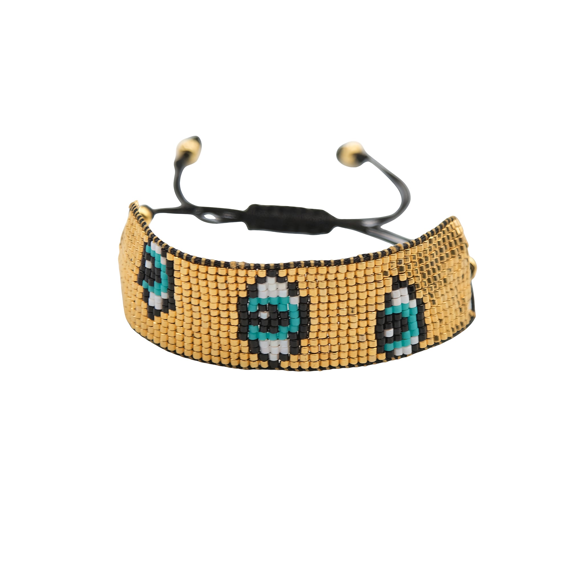 Loom Bracelet 13series Gold With Evil eyes