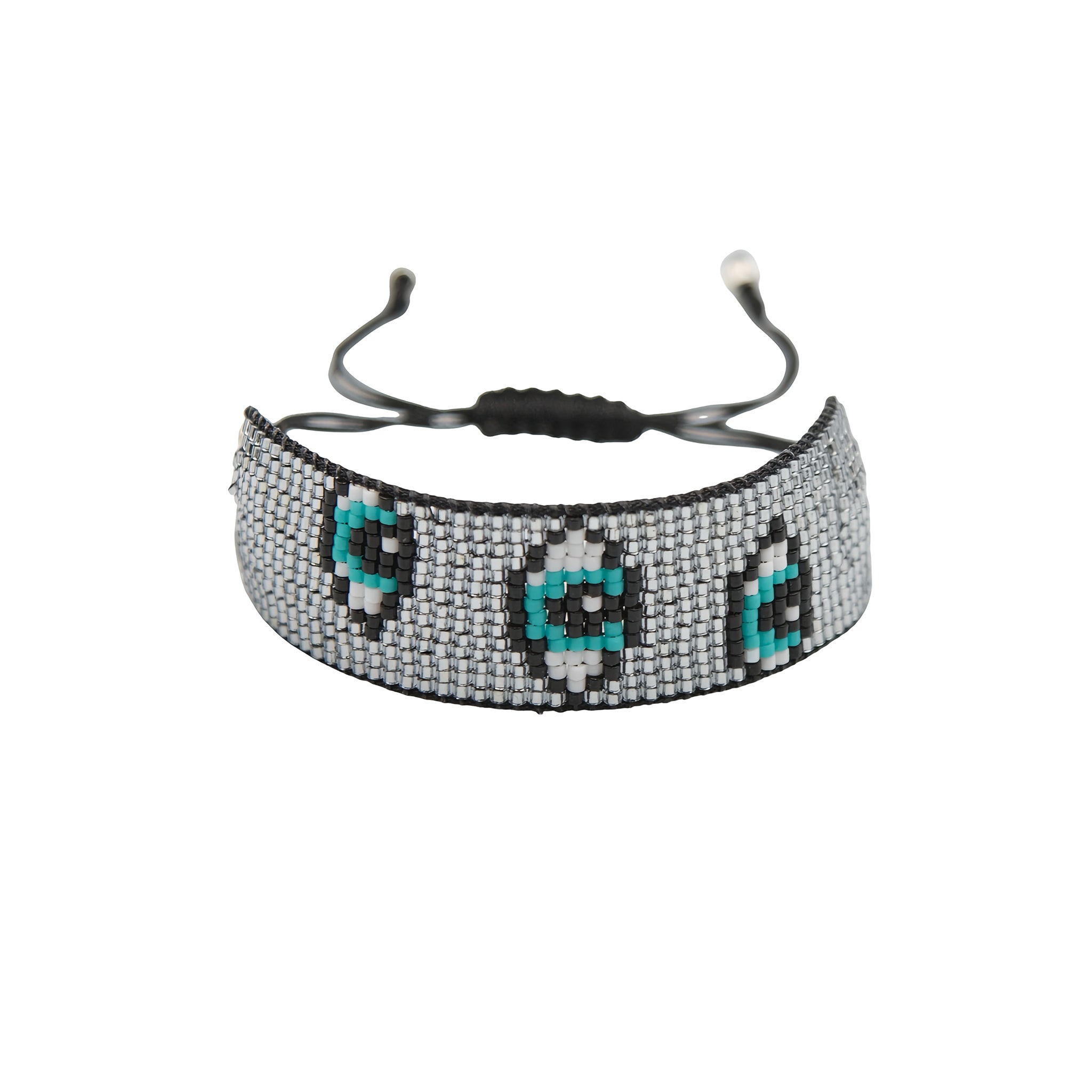 Loom Bracelet 13series Silver With Evil eyes