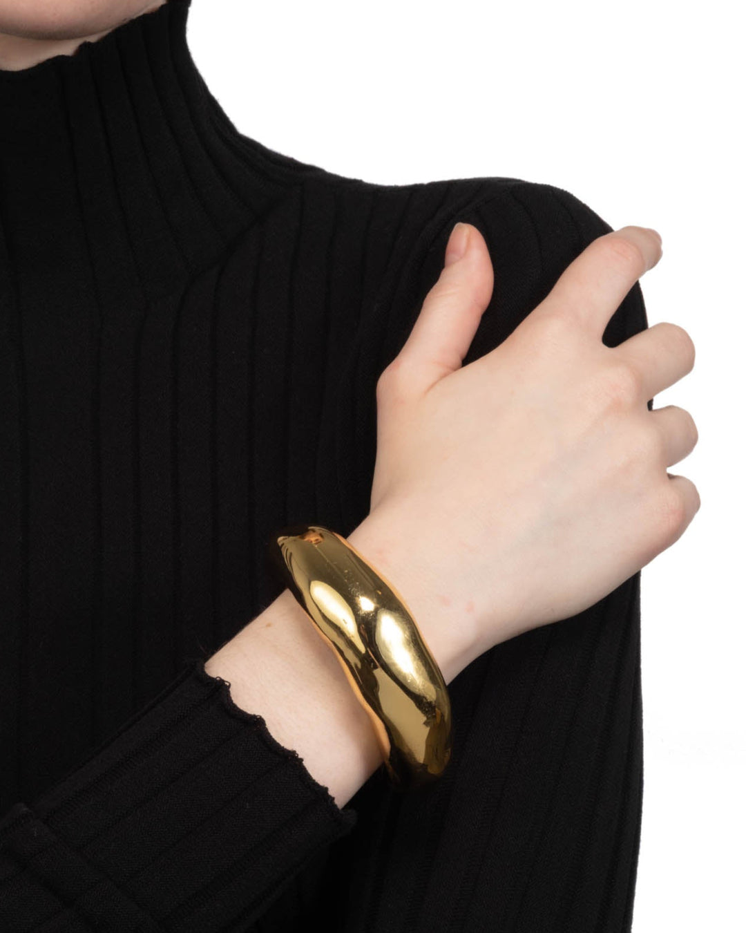 Large Molten Hinged Cuff- Gold