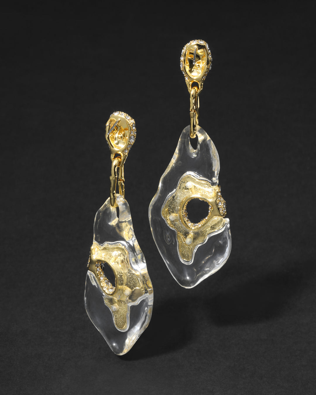 Liquid Lucite Crystal Pave Geode Drop Earring