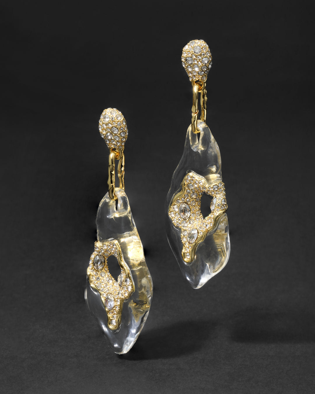 Liquid Lucite Crystal Pave Geode Drop Earring