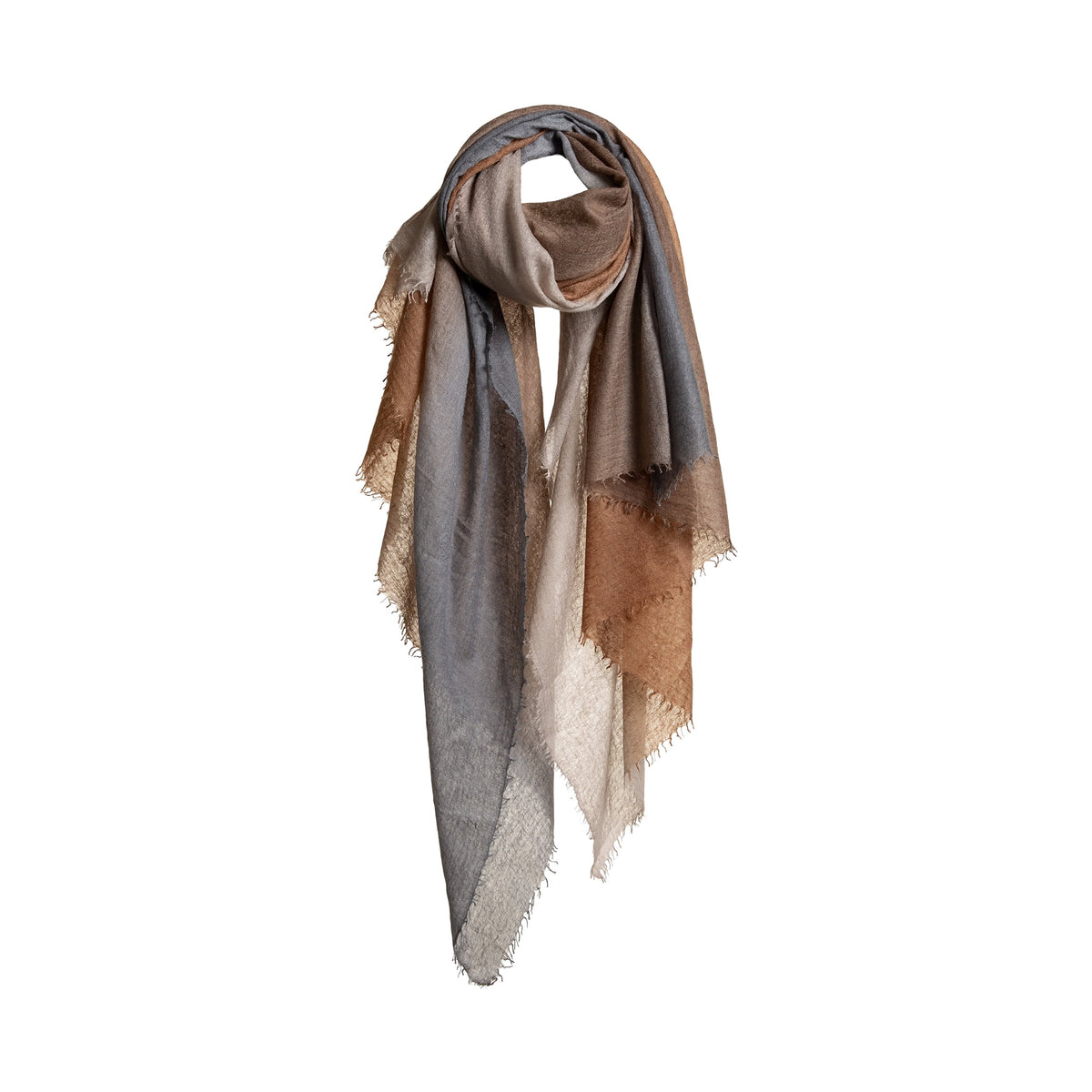 Souffle Semi-Felted Cashmere Shawl Degrade Greys & Browns