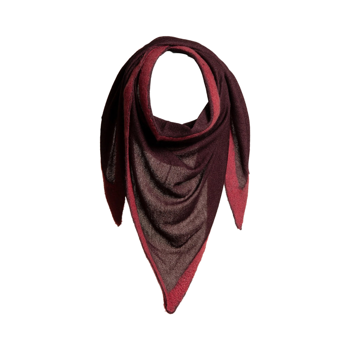 Cashmere & Silk Bandana with Felted Borders Bark & Ruby