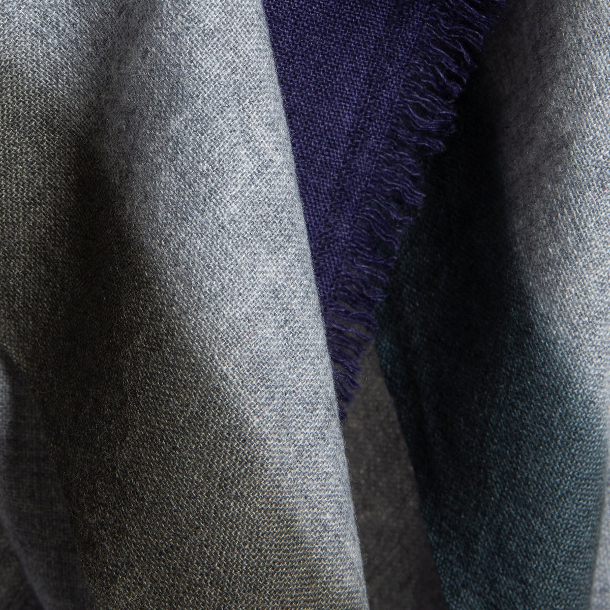 Mirror Melange Cashmere Shawl Dip DyeMedium Grey & Blues