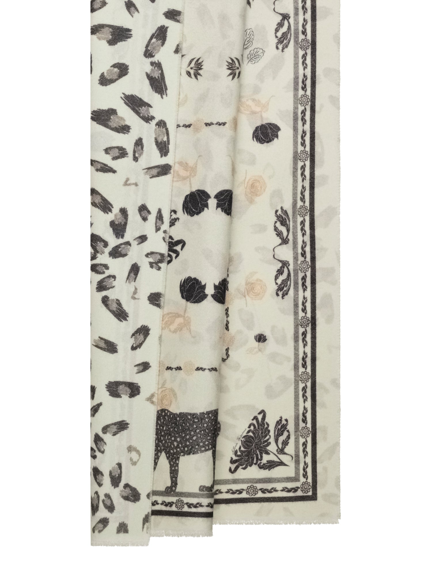 Wool-Silk 65x195  Stole Panther Print