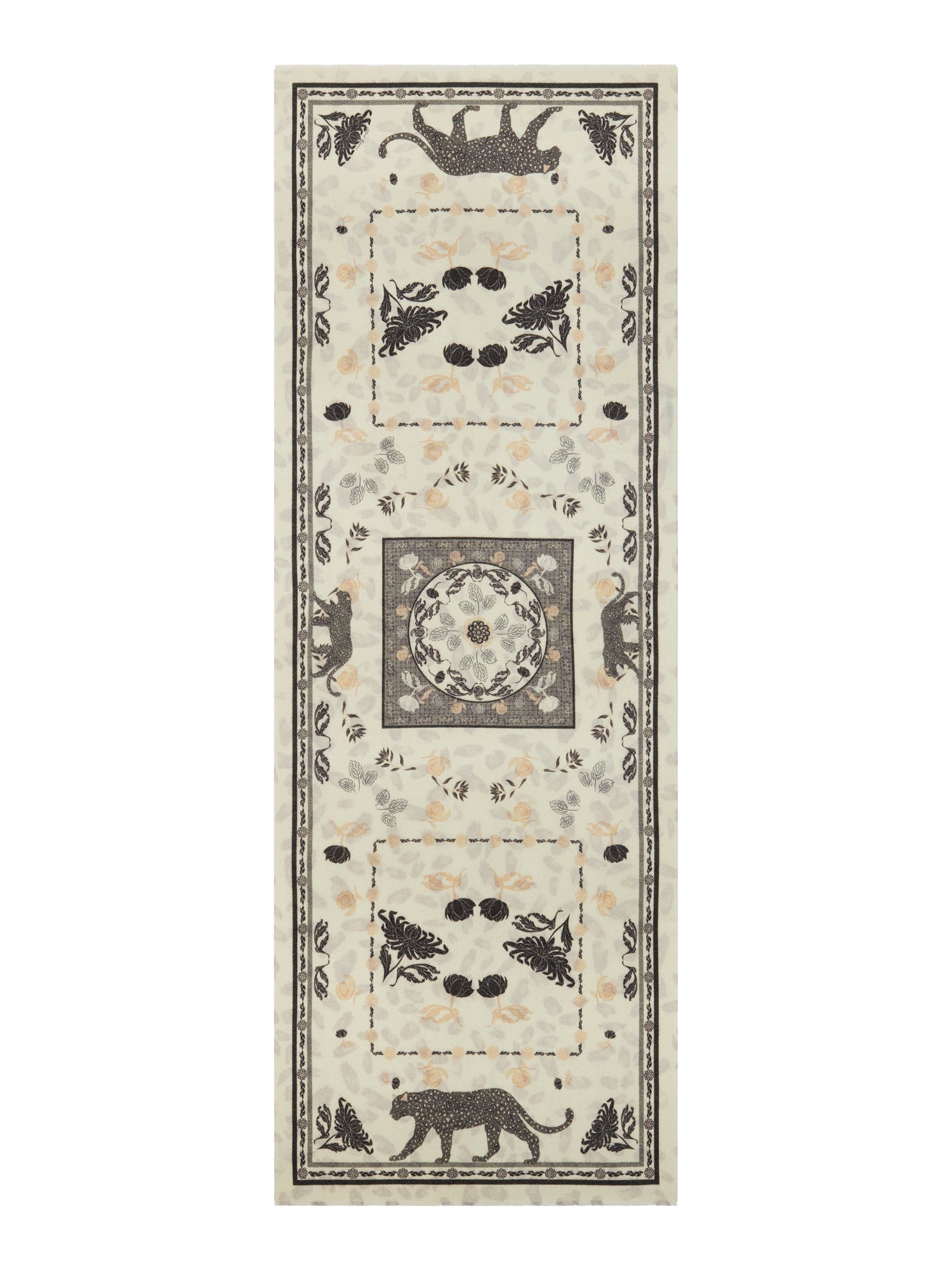 Wool-Silk 65x195  Stole Panther Print