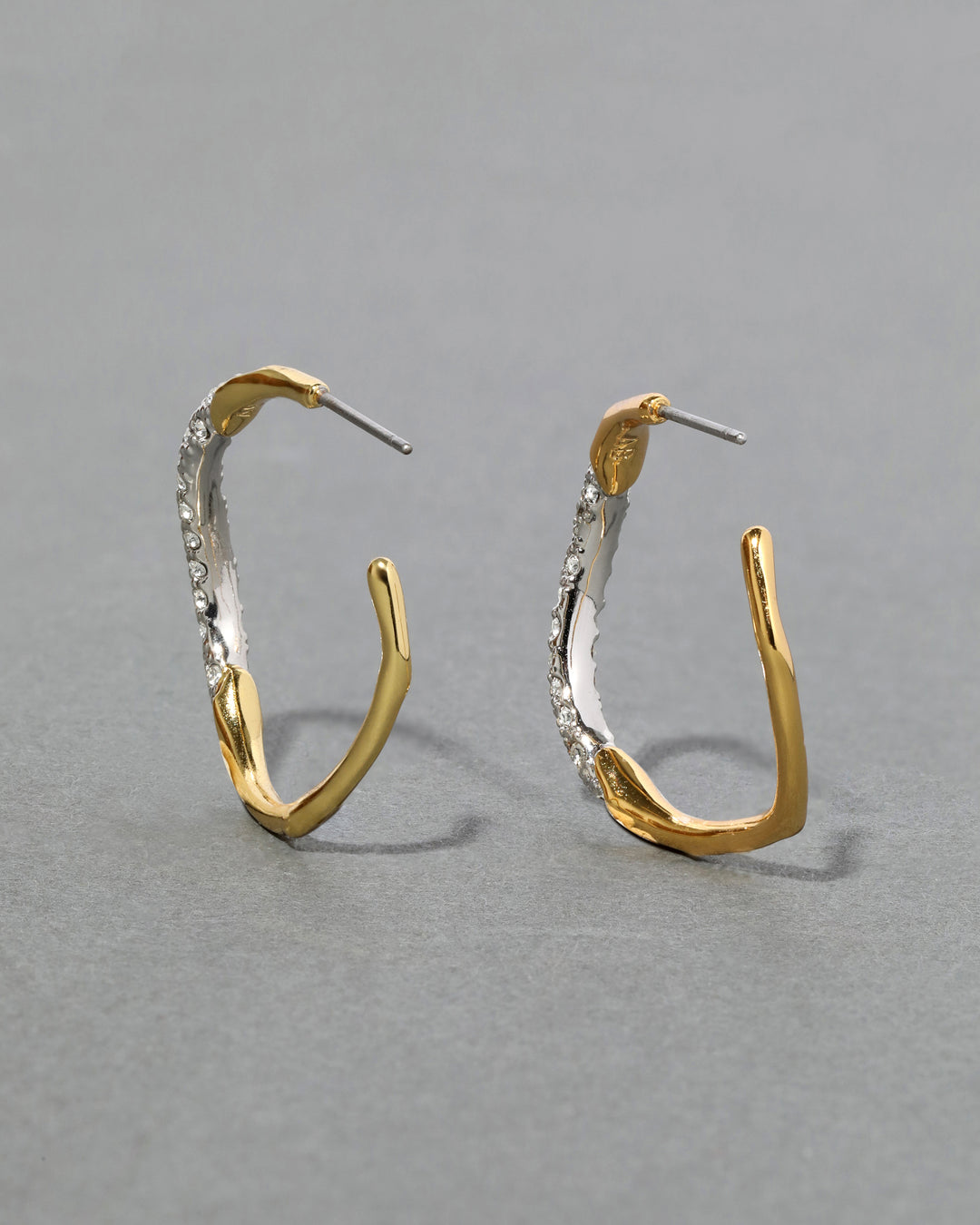 Gold Two Tone Pave Hoop Earring
