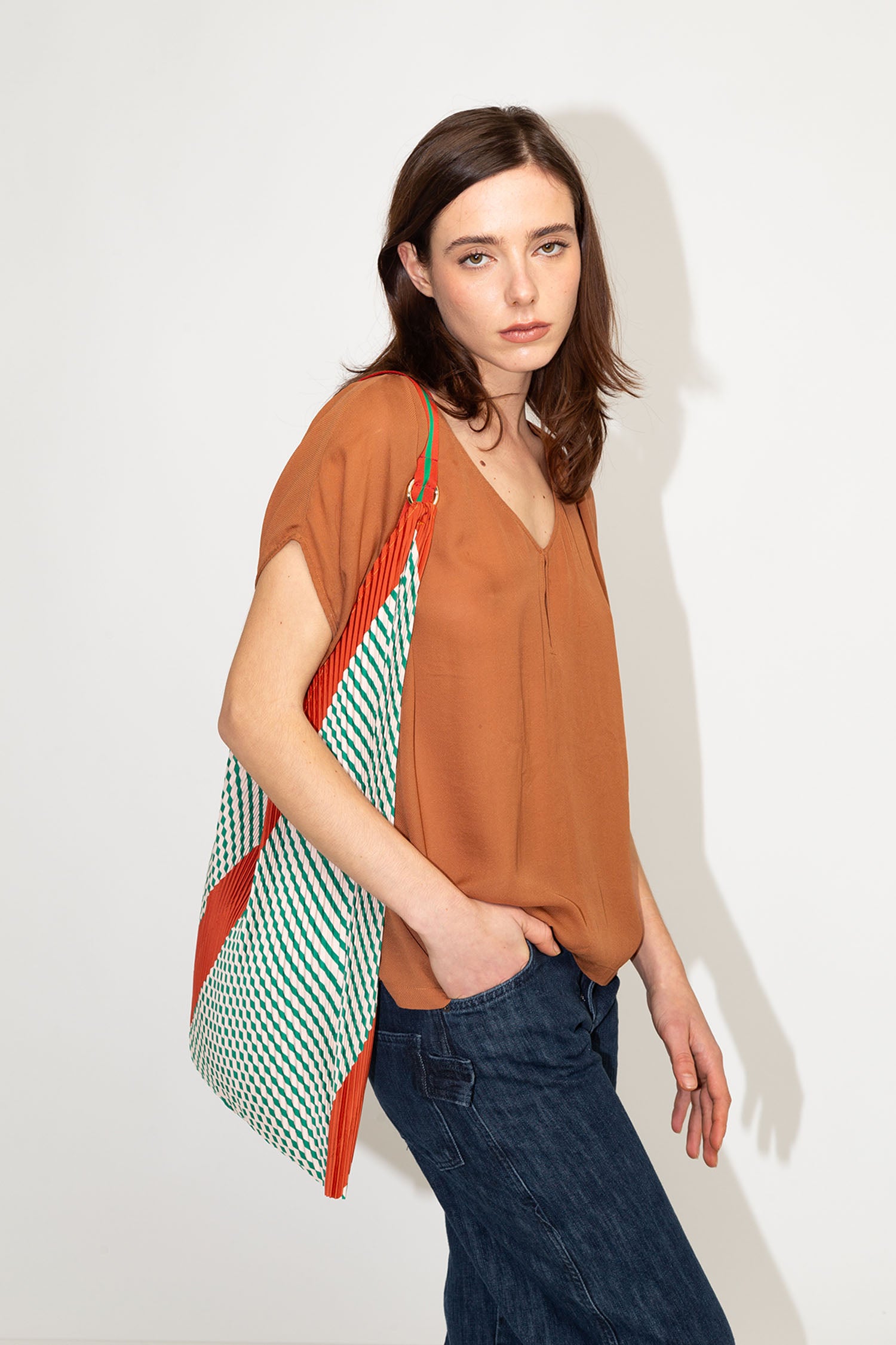 Pleated Y Bag Francesca Green