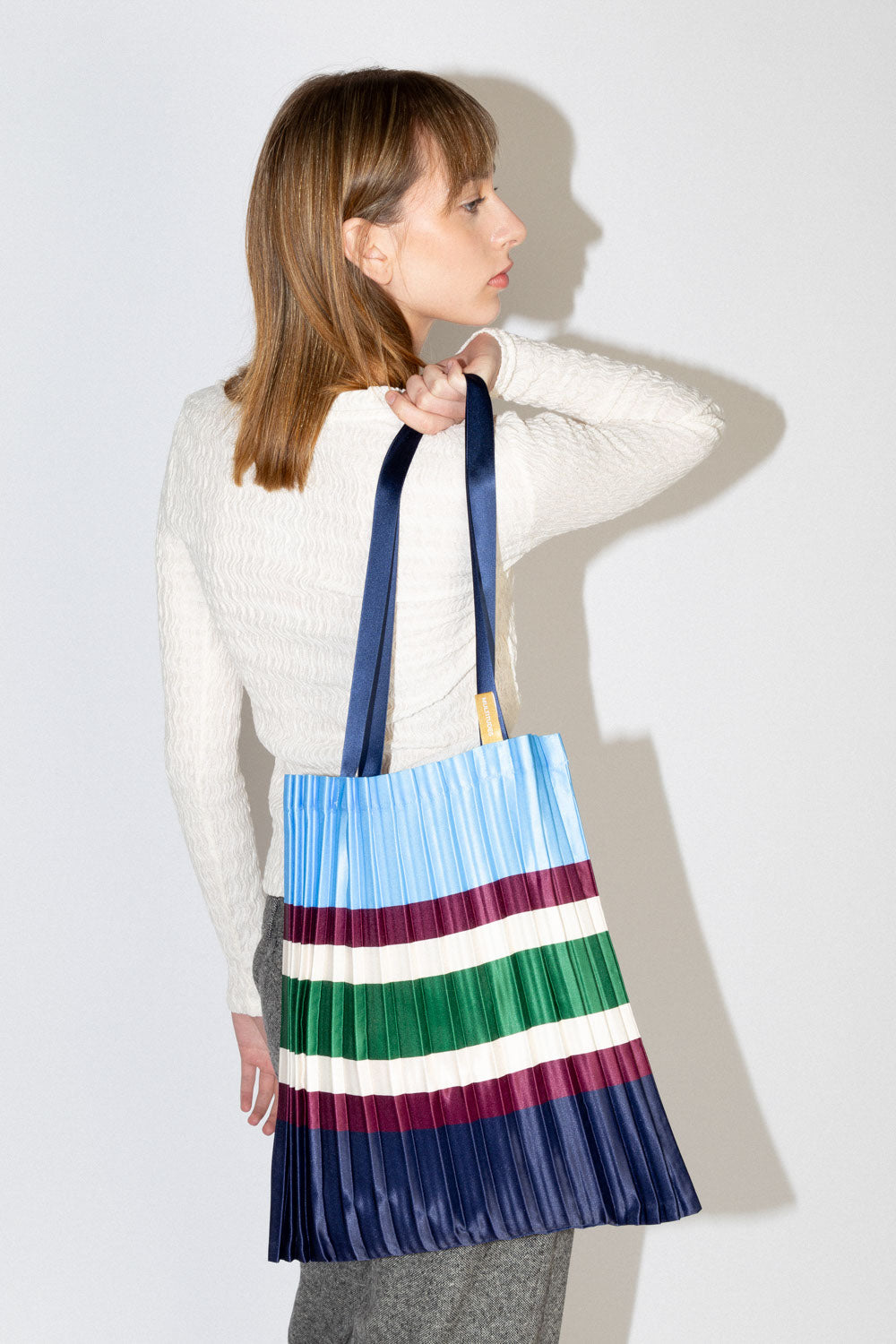 Satin pleated bag Sorrento Blue