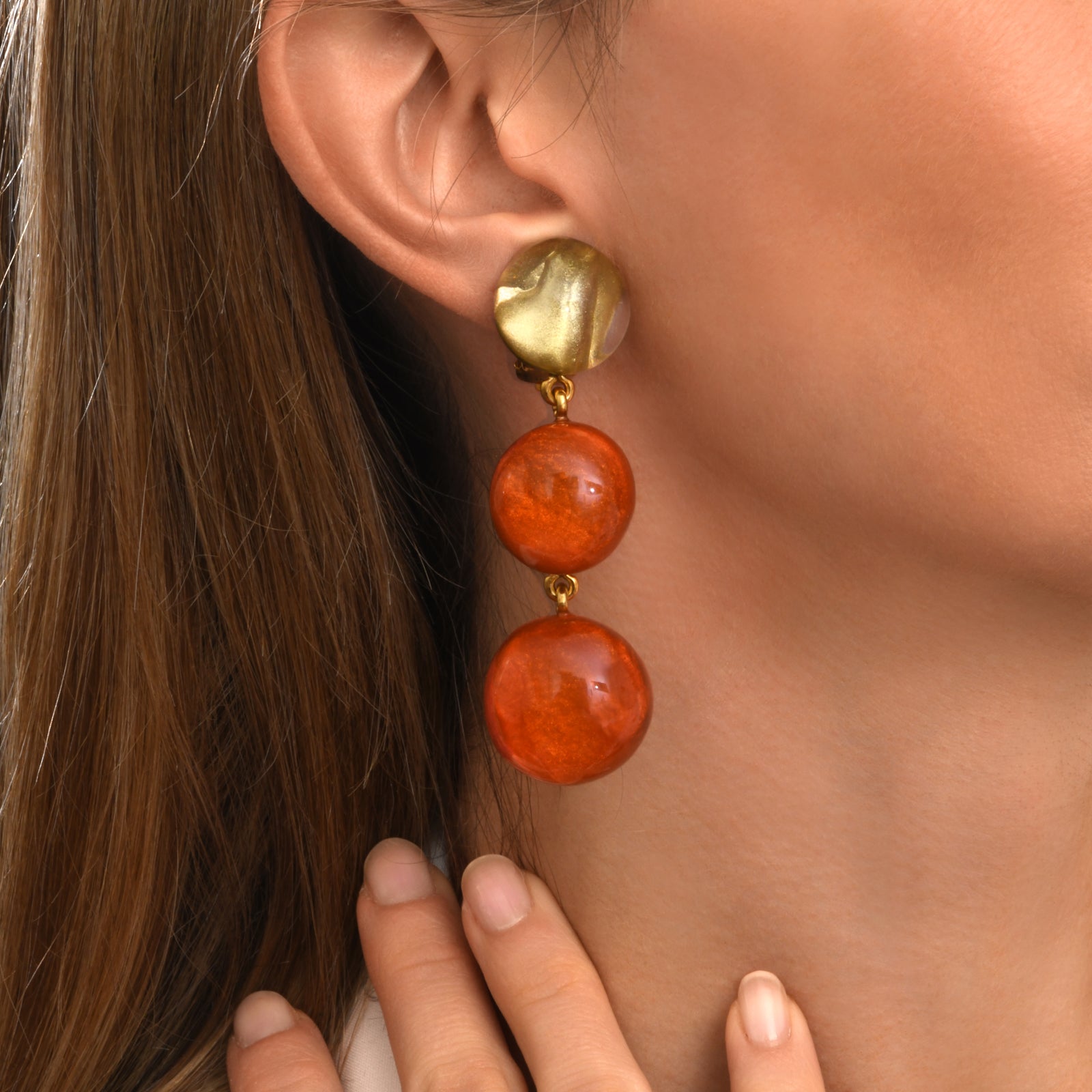 Lizzy Trio Round Drop Clip Earrings