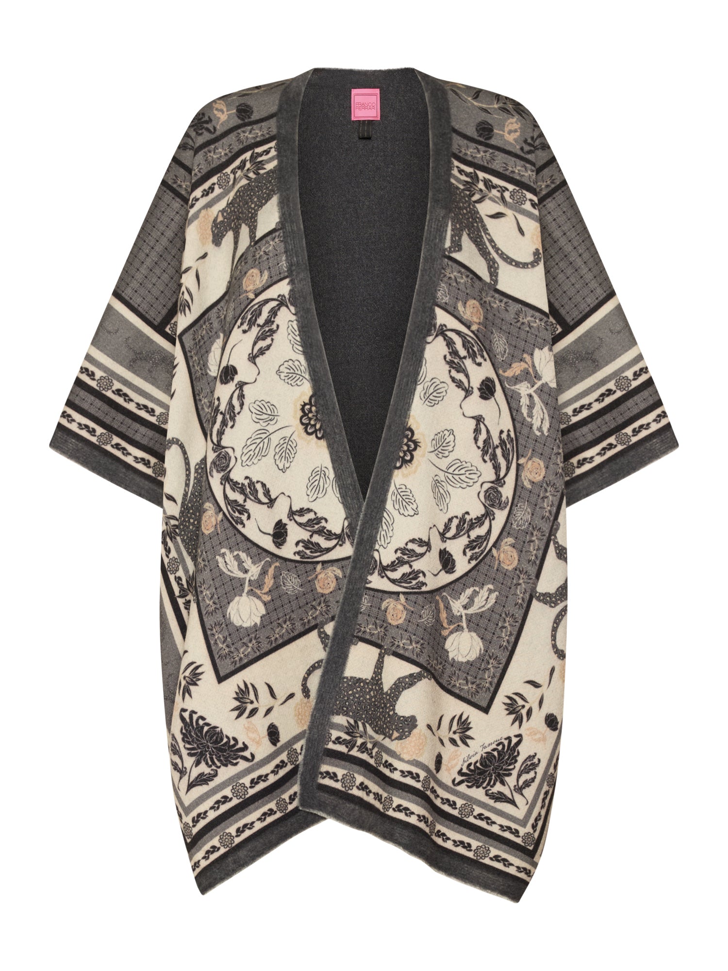 Wool-Silk  Jacquard Cape Panther Print