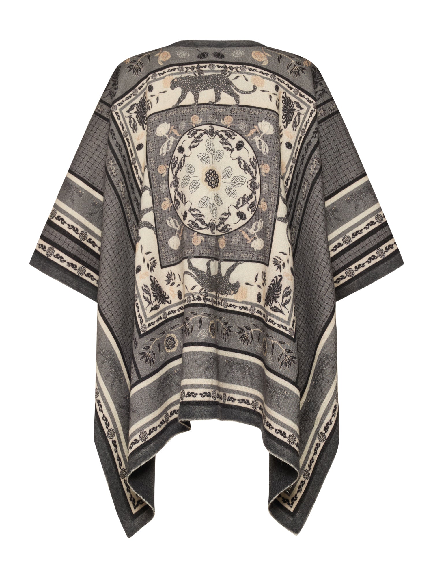 Wool-Silk  Jacquard Cape Panther Print