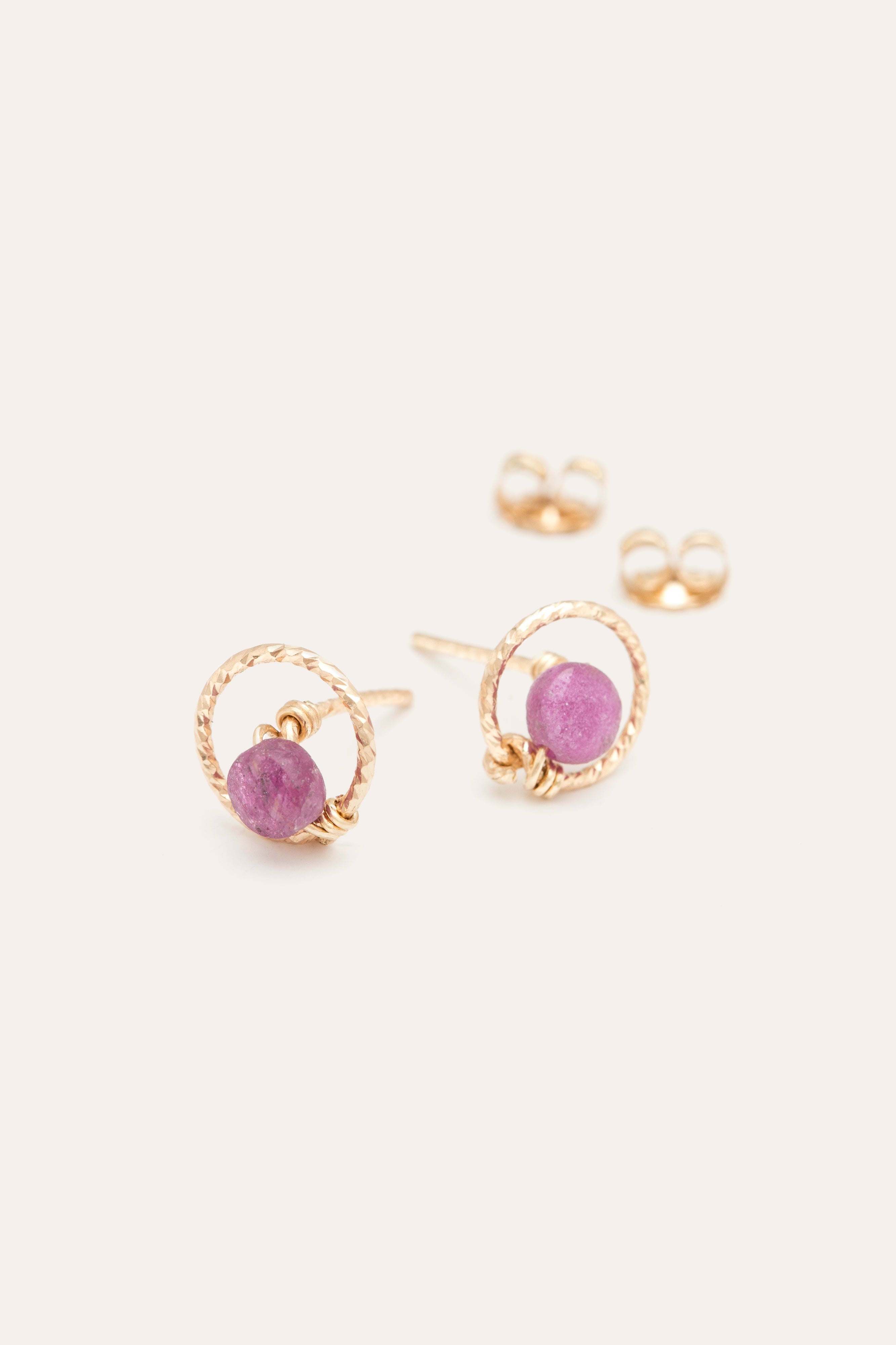 Swan Stud Earrings - Ruby