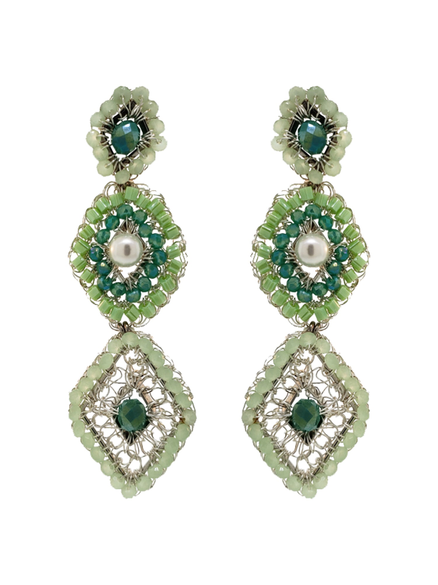 Quinn Earrings - Mint Green Mix