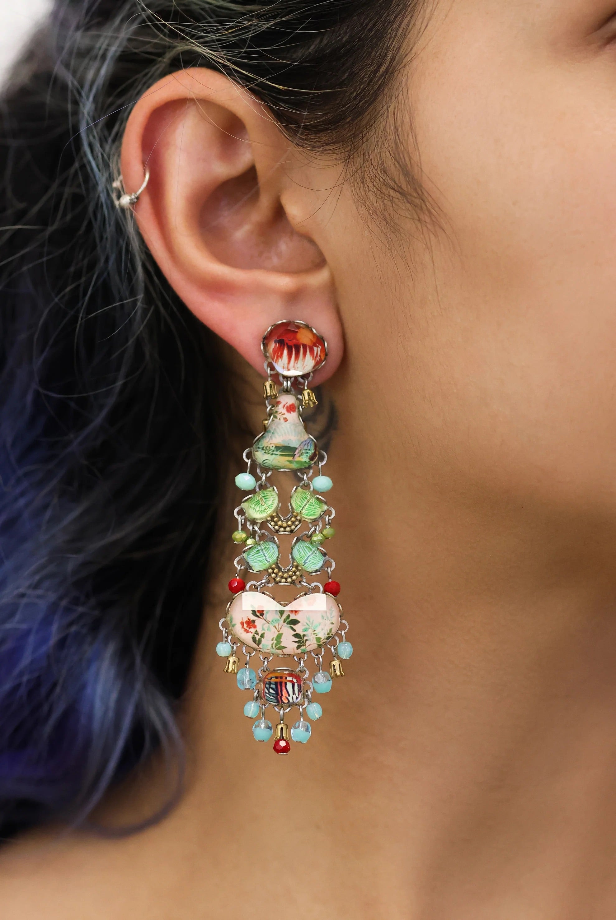 Elegant Earrings Flower Garden Set, Dahlia