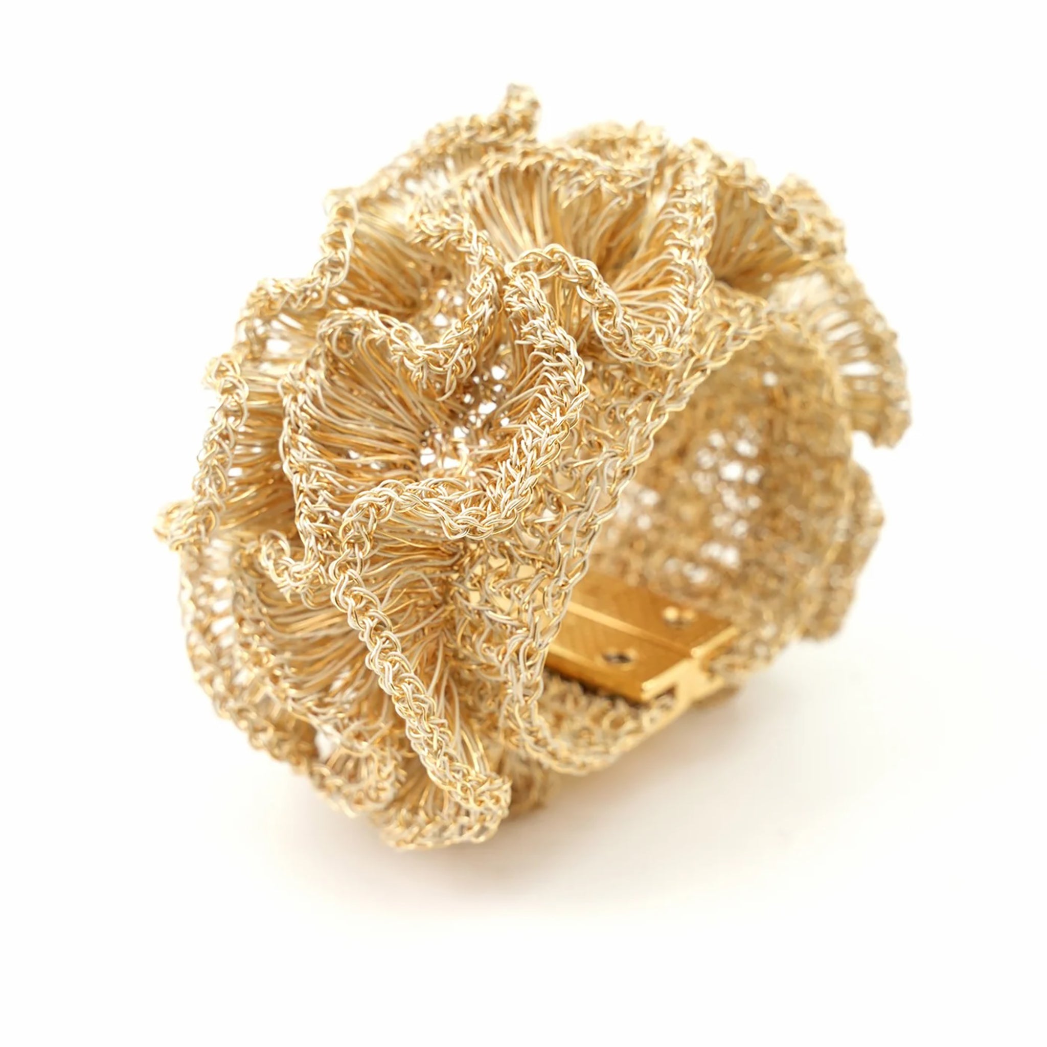 Vintage Gold Rio Handmade Ruffled Crochet Bracelet
