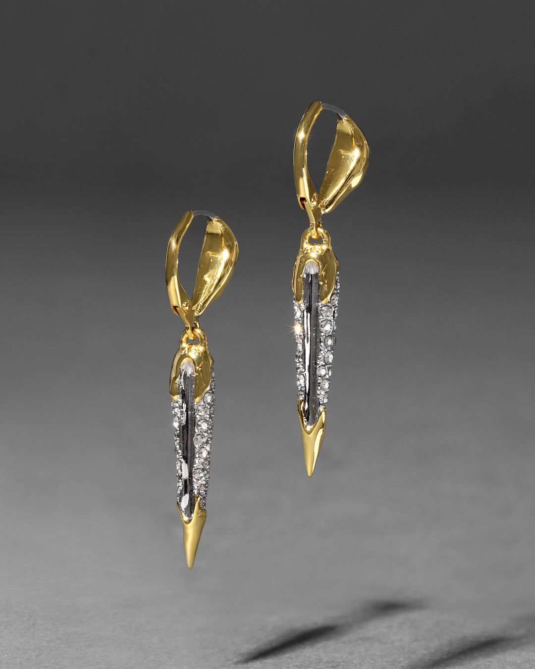 Solanales Gold Crystal Spear Leverback Earring