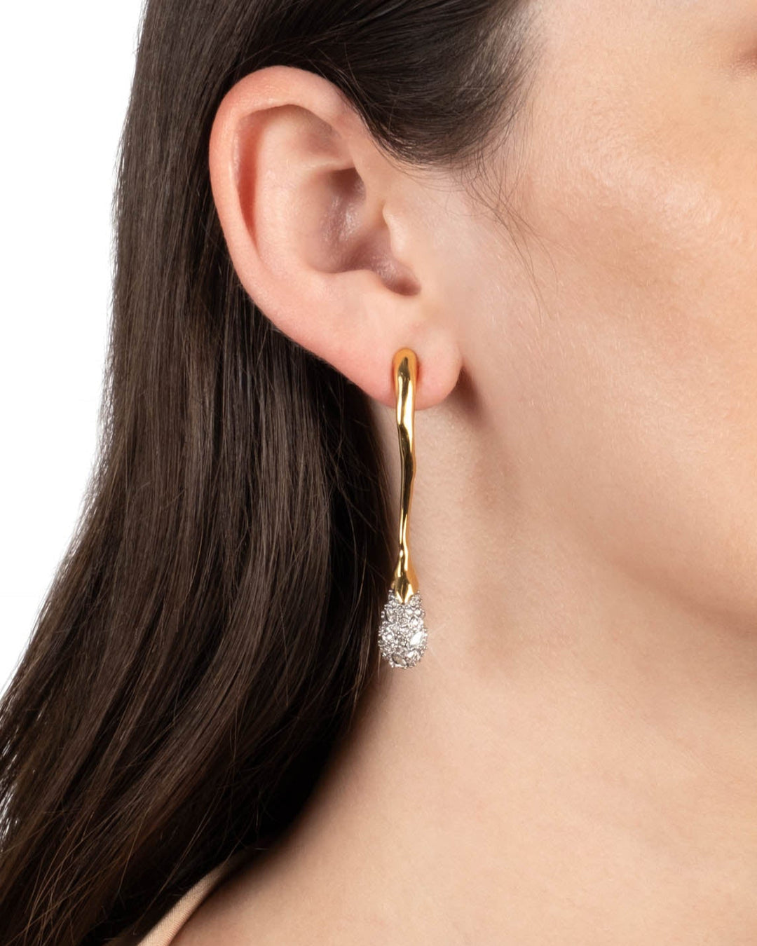 Solanales Crystal Front Back Double Drop Earring- Gold