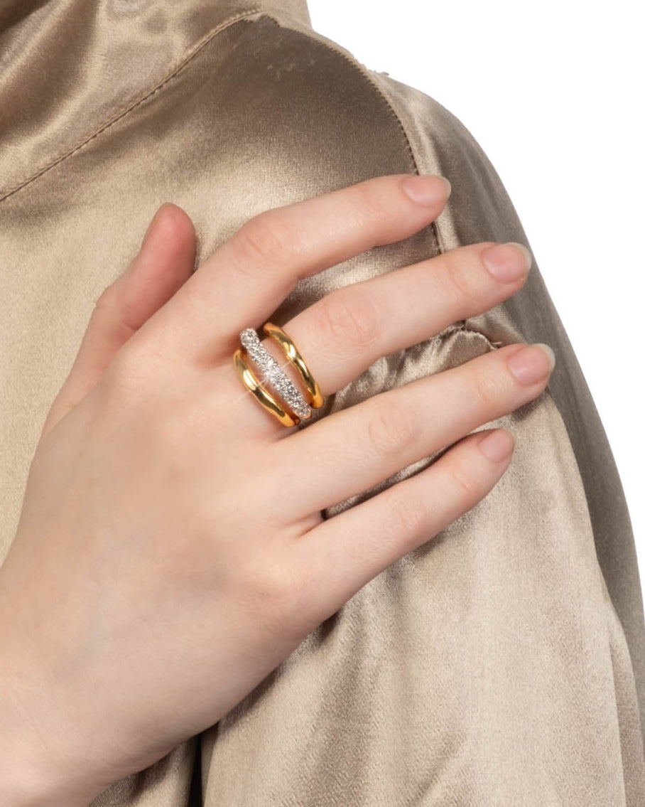 Solanales Crystal Orbiting Ring- Gold