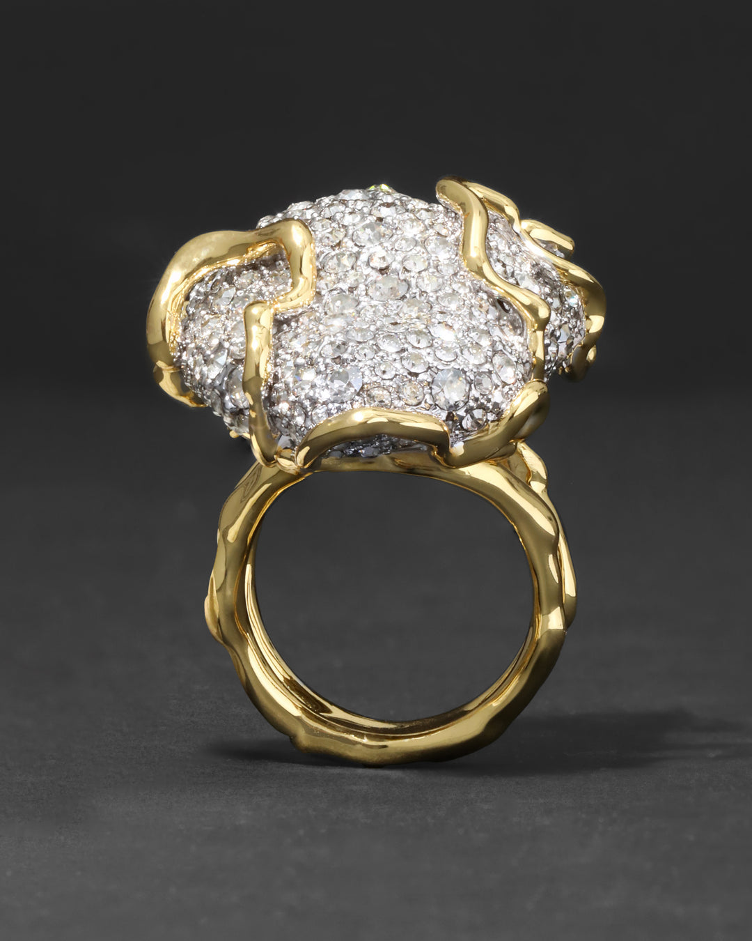 Solanales Large Crystal Pave Geode Ring