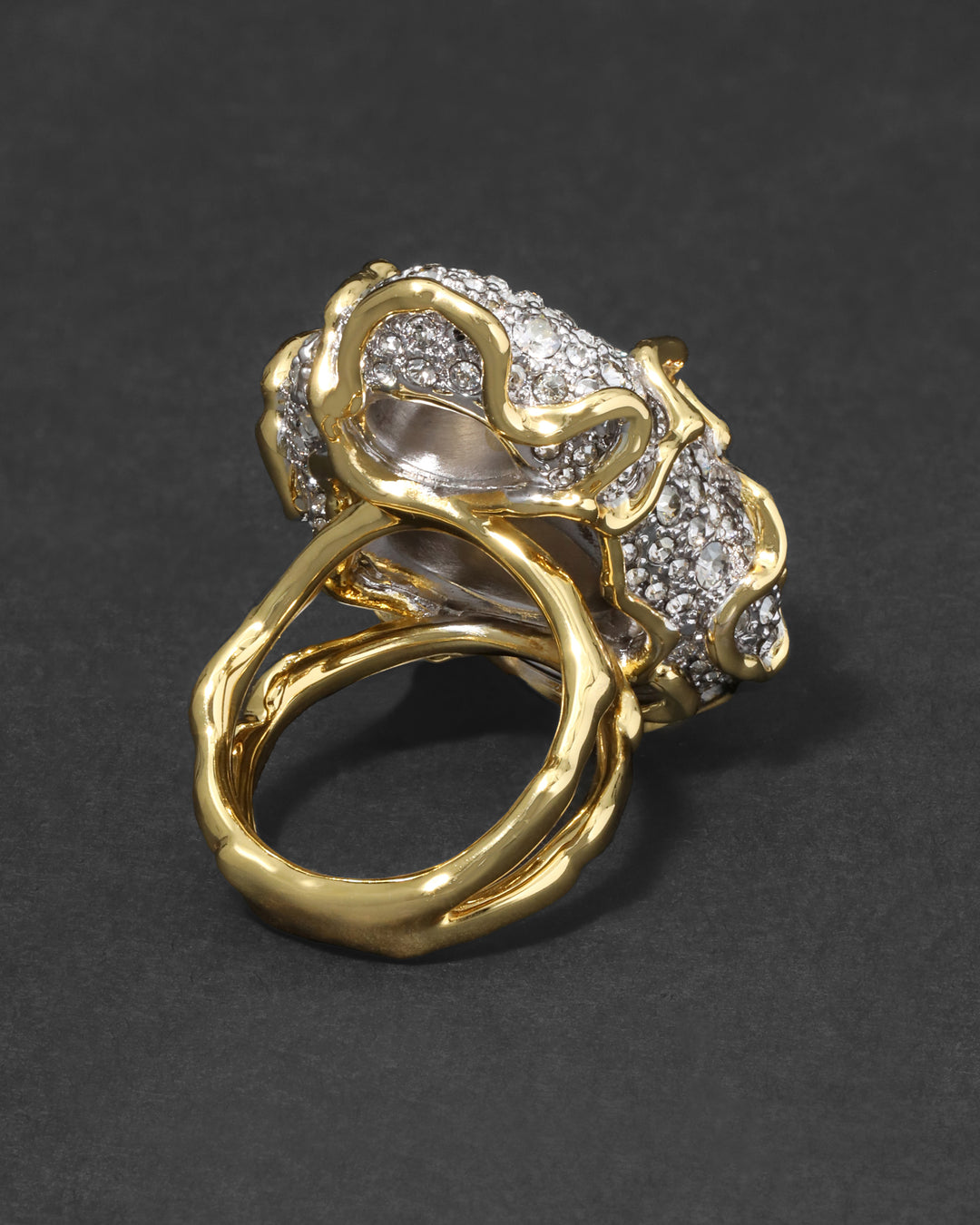 Solanales Large Crystal Pave Geode Ring