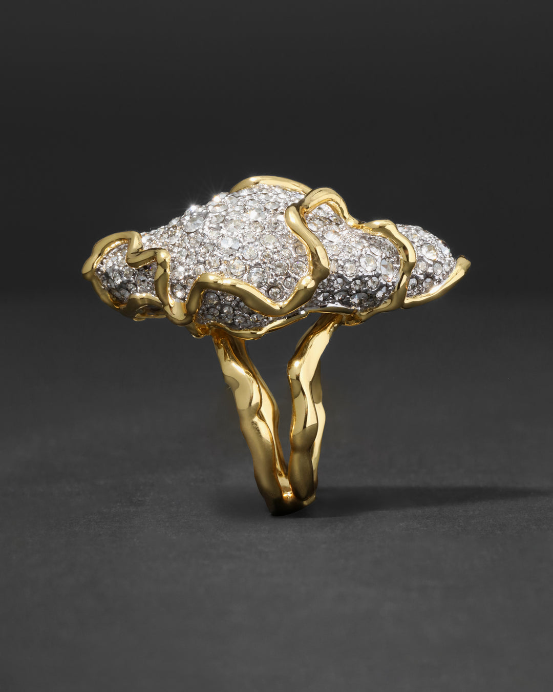 Solanales Large Crystal Pave Geode Ring
