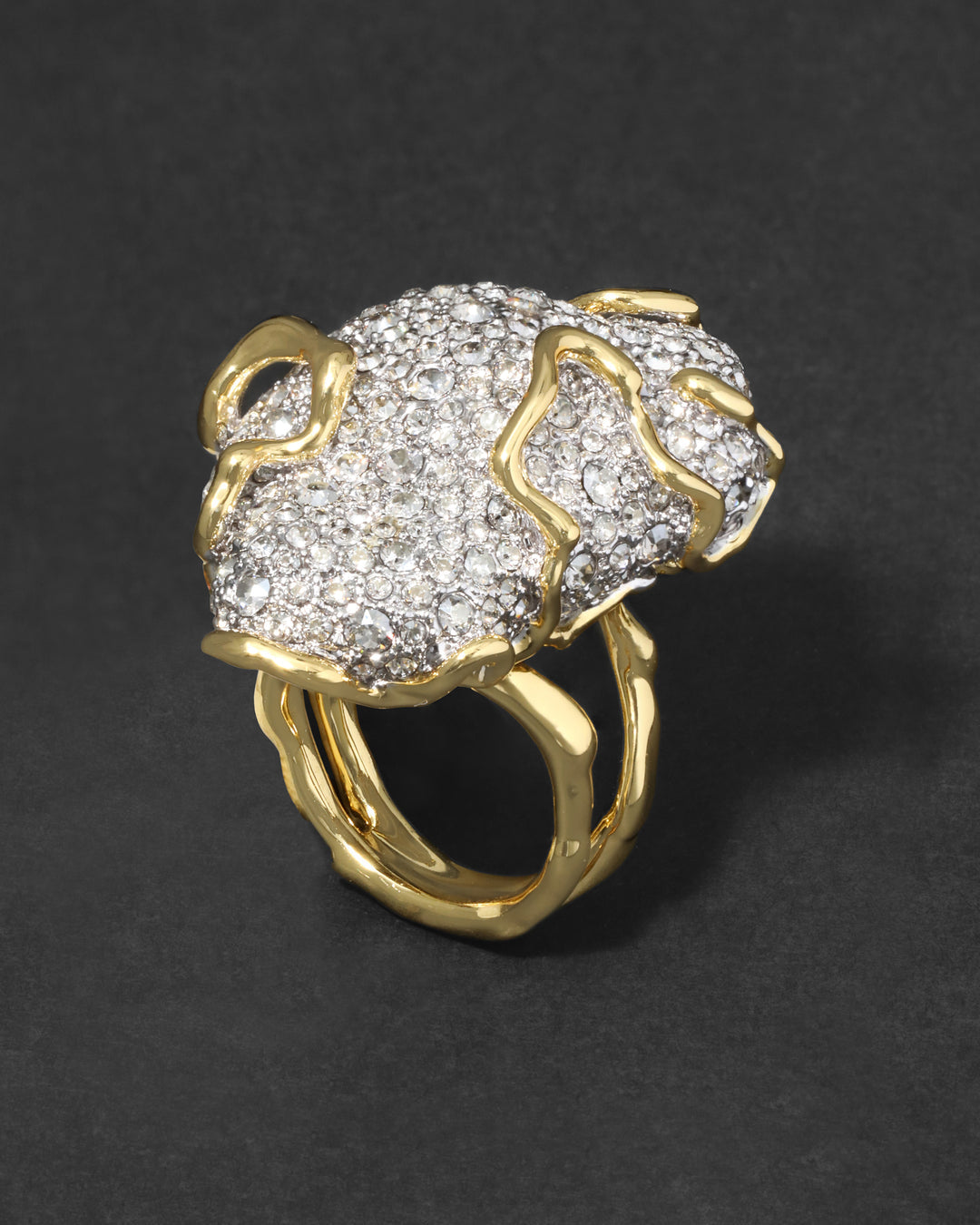 Solanales Large Crystal Pave Geode Ring