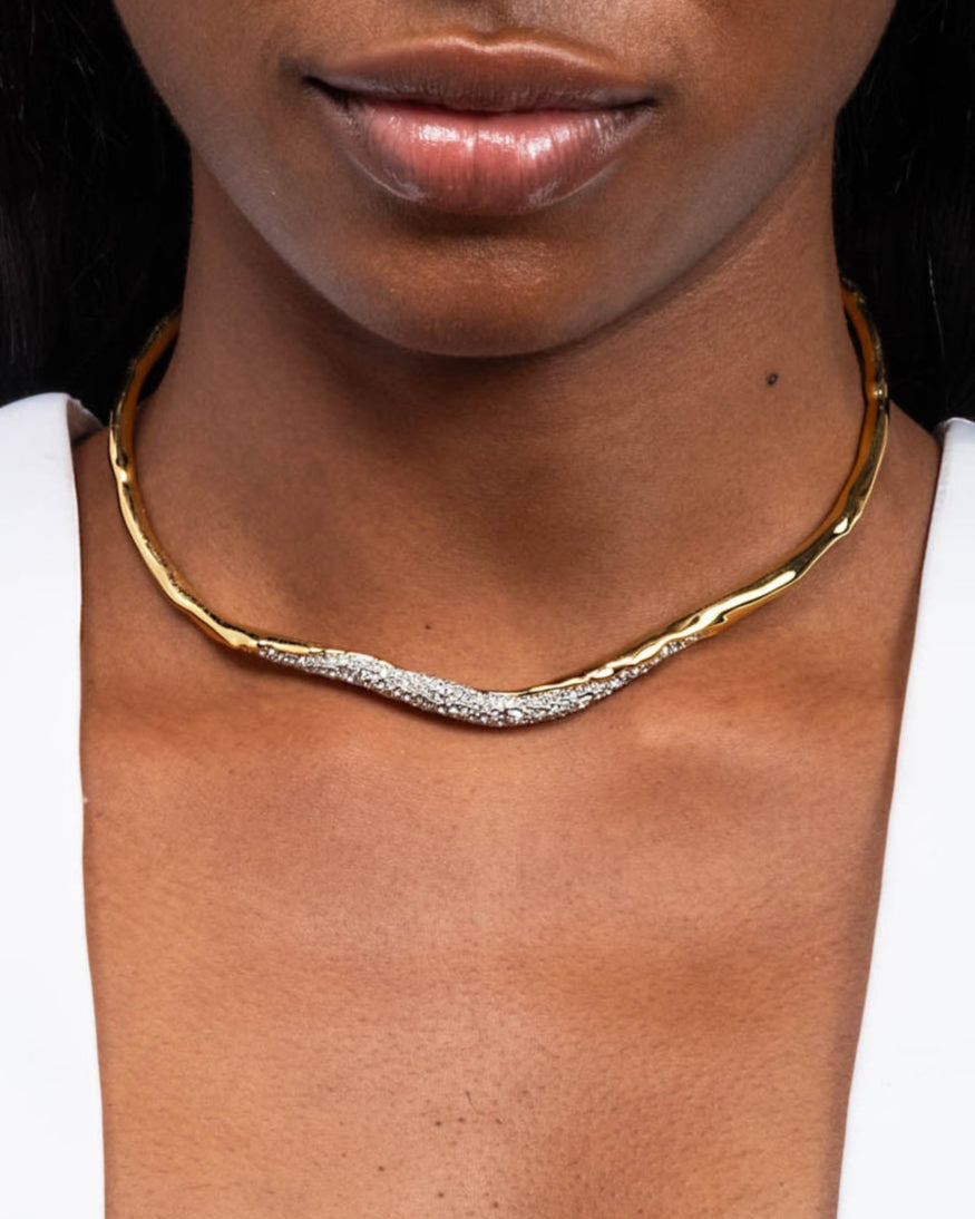 Solanales Gold Crystal Skinny Collar