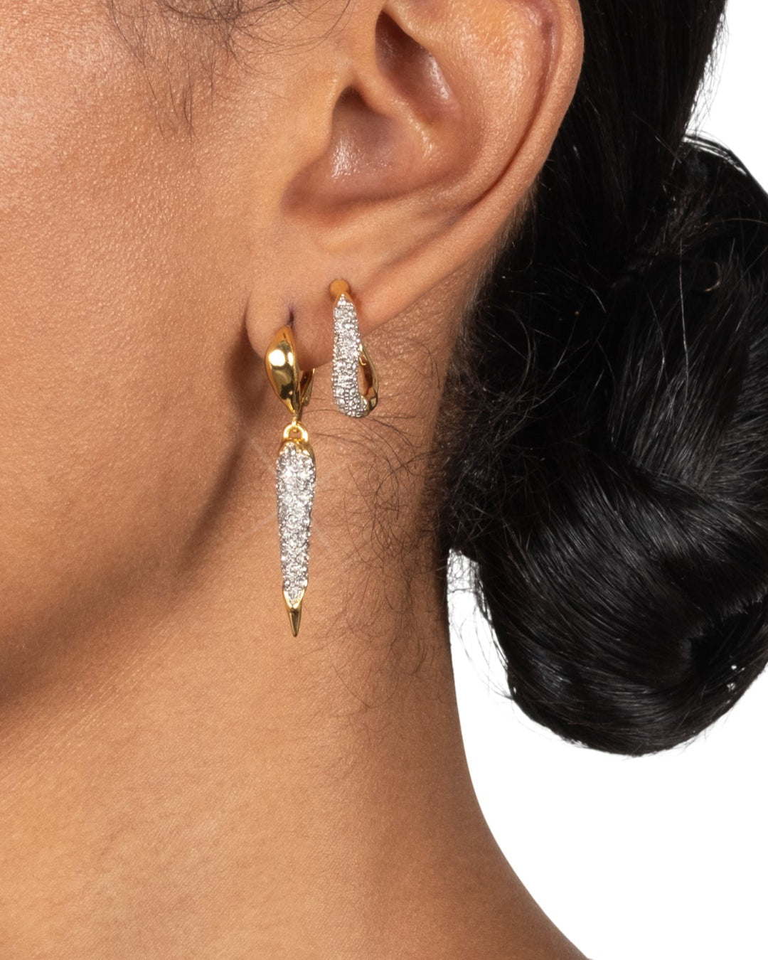 Solanales Gold Crystal Spear Leverback Earring