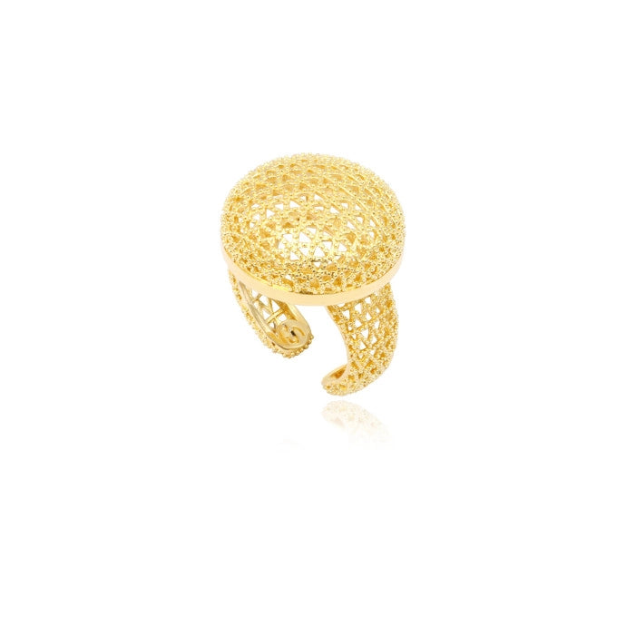 Adjustable Cabochon Betty Ring In Gold-Plated Metal - Gold