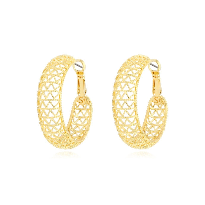 Betty Hoop Earrings In Chiseled Gold-Plated Metal – Gold