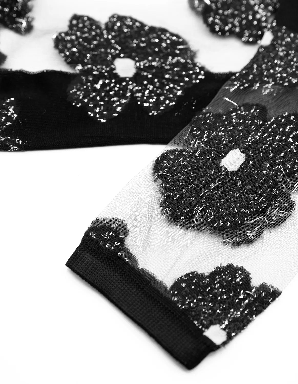 Sheer Floral Socks — Murano Silver